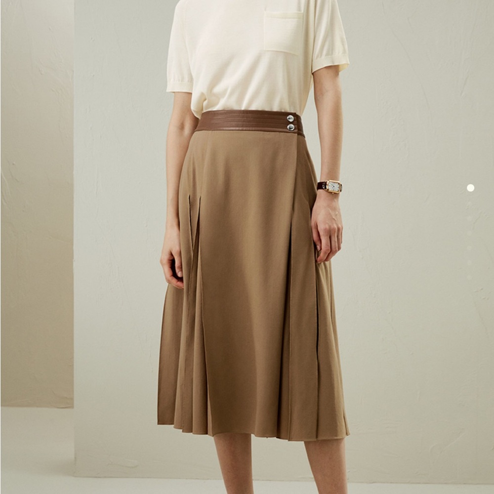 Merino Wool Wrap Midi Skirt - Picture 11 of 11